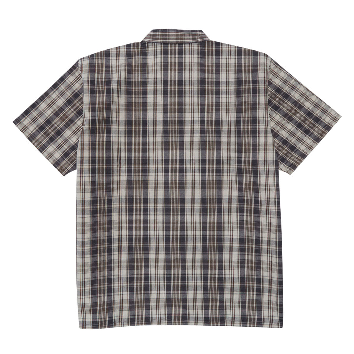 Ben Davis Short Sleeved Plaid 1/2 Zip Shirt - Khaki/Grey image 2