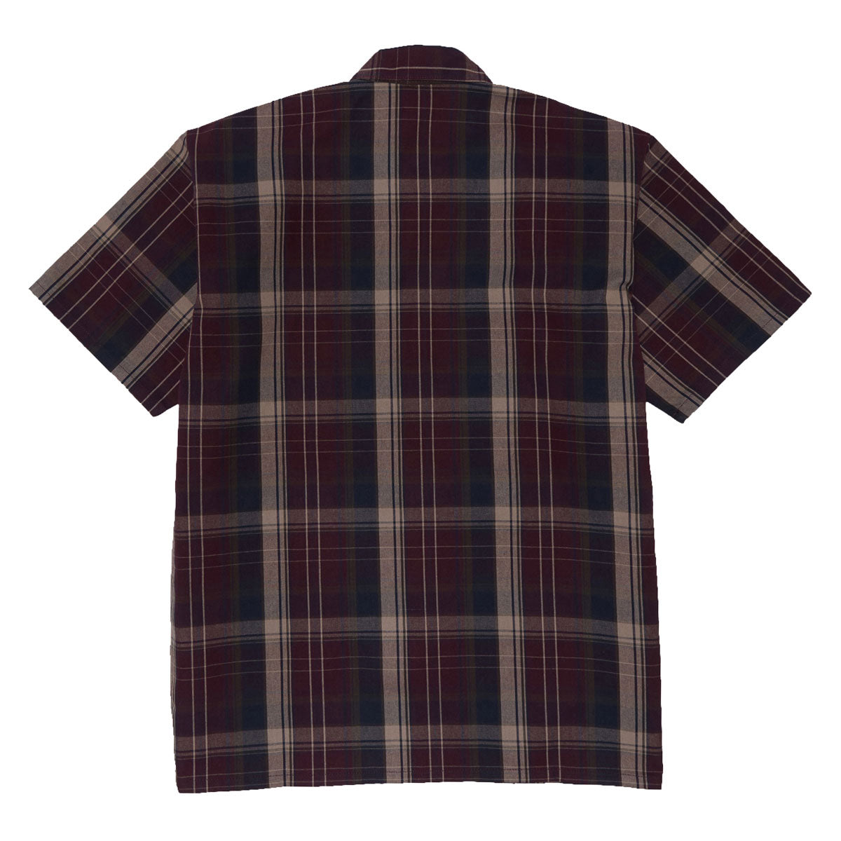 Ben Davis Short Sleeved Plaid 1/2 Zip Shirt - Burgundy image 2