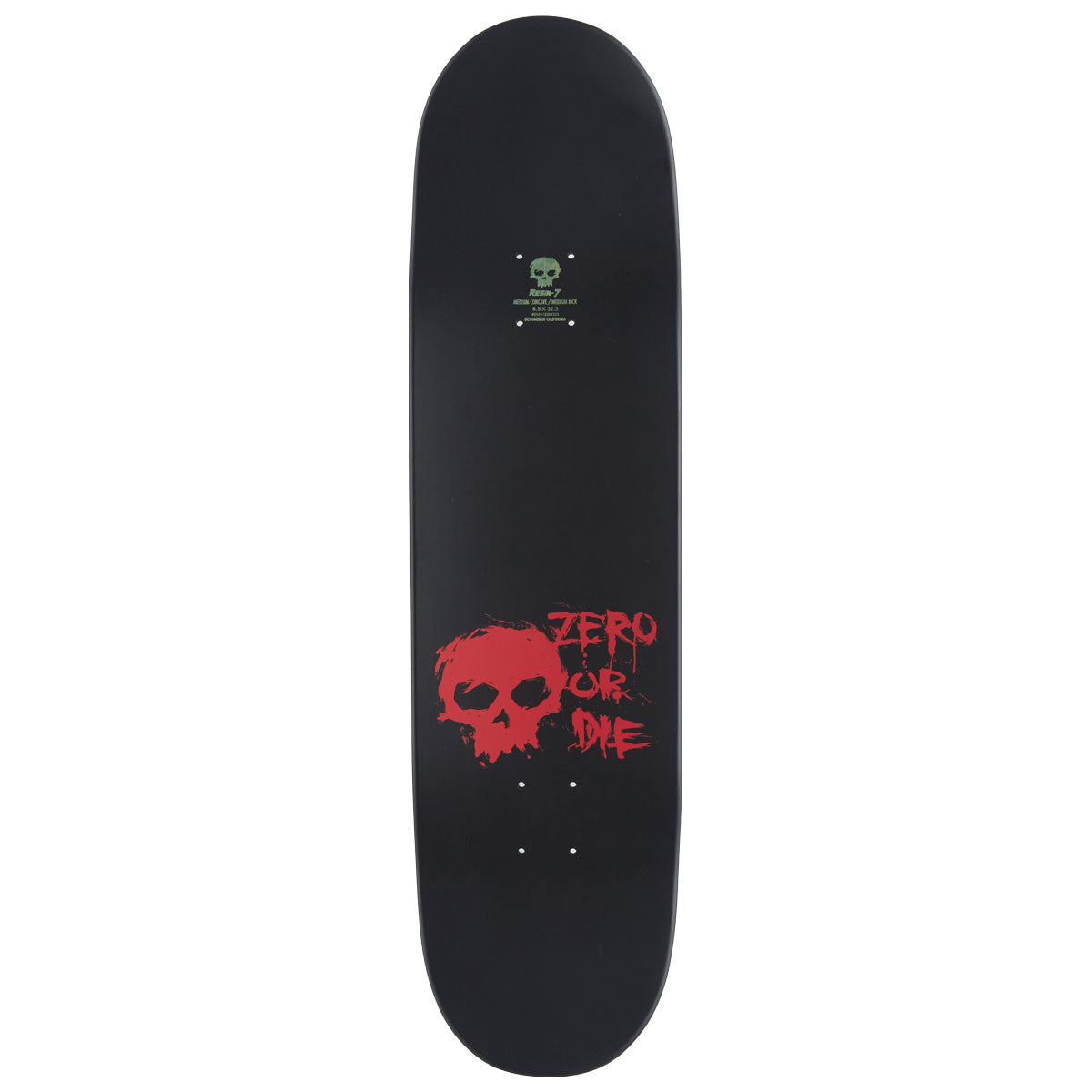 Zero Or Die Skateboard Deck - Black Dipped - 8.50