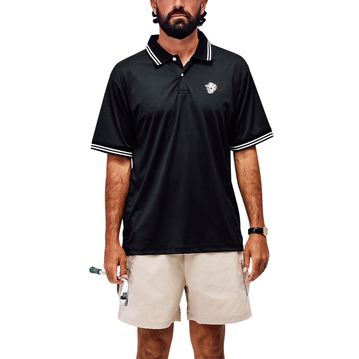Devereux Skull Caddy Tips Polo Shirt - Black image 3