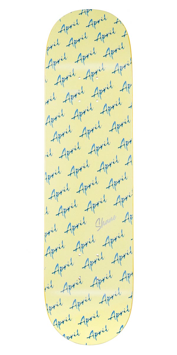 April Shane Script Logo Skateboard Deck - Yellow - 8.125