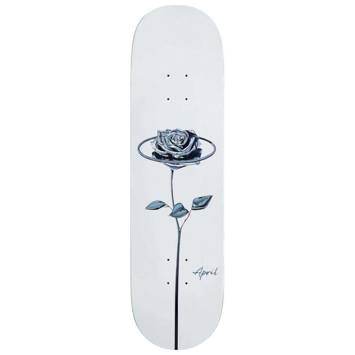 April Chrome Rose Skateboard Deck - White - 8.50