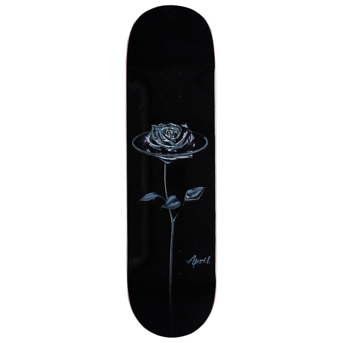 April Chrome Rose Skateboard Deck - Black - 8.50