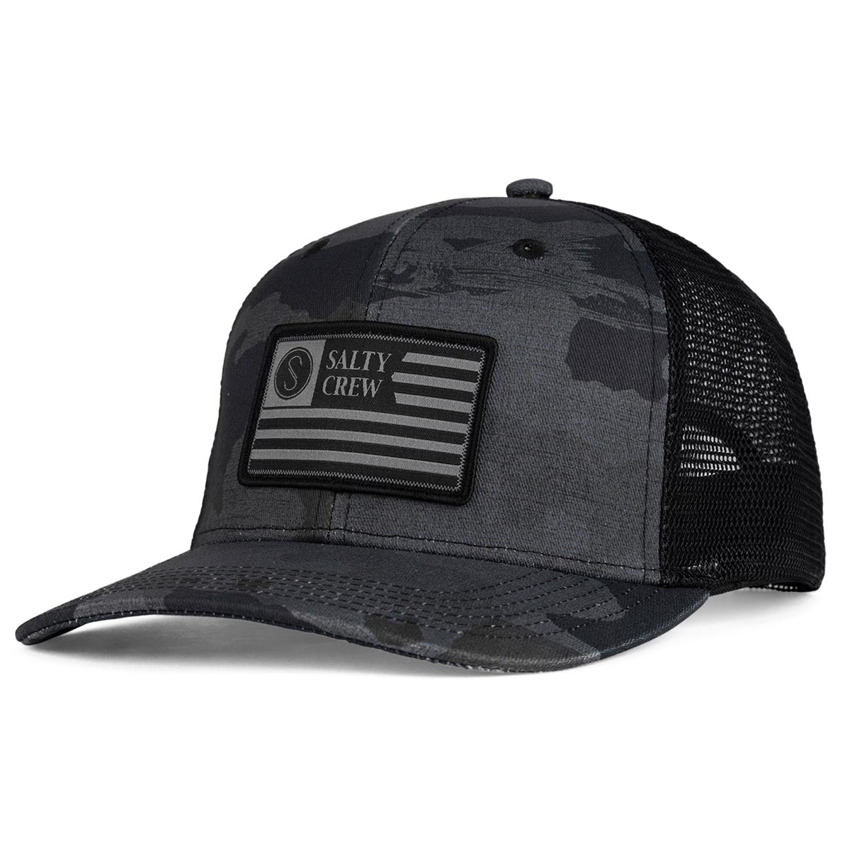 Salty Crew Patriot Retro Trucker Hat - Black/Camo image 1