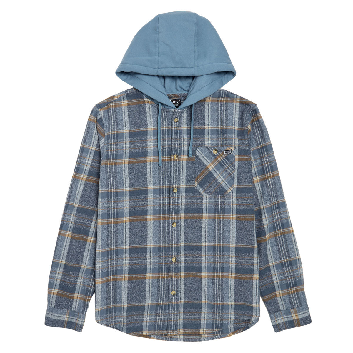 Salty Crew Whitewash Hooded Flannel Shirt - Midnight Navy image 1
