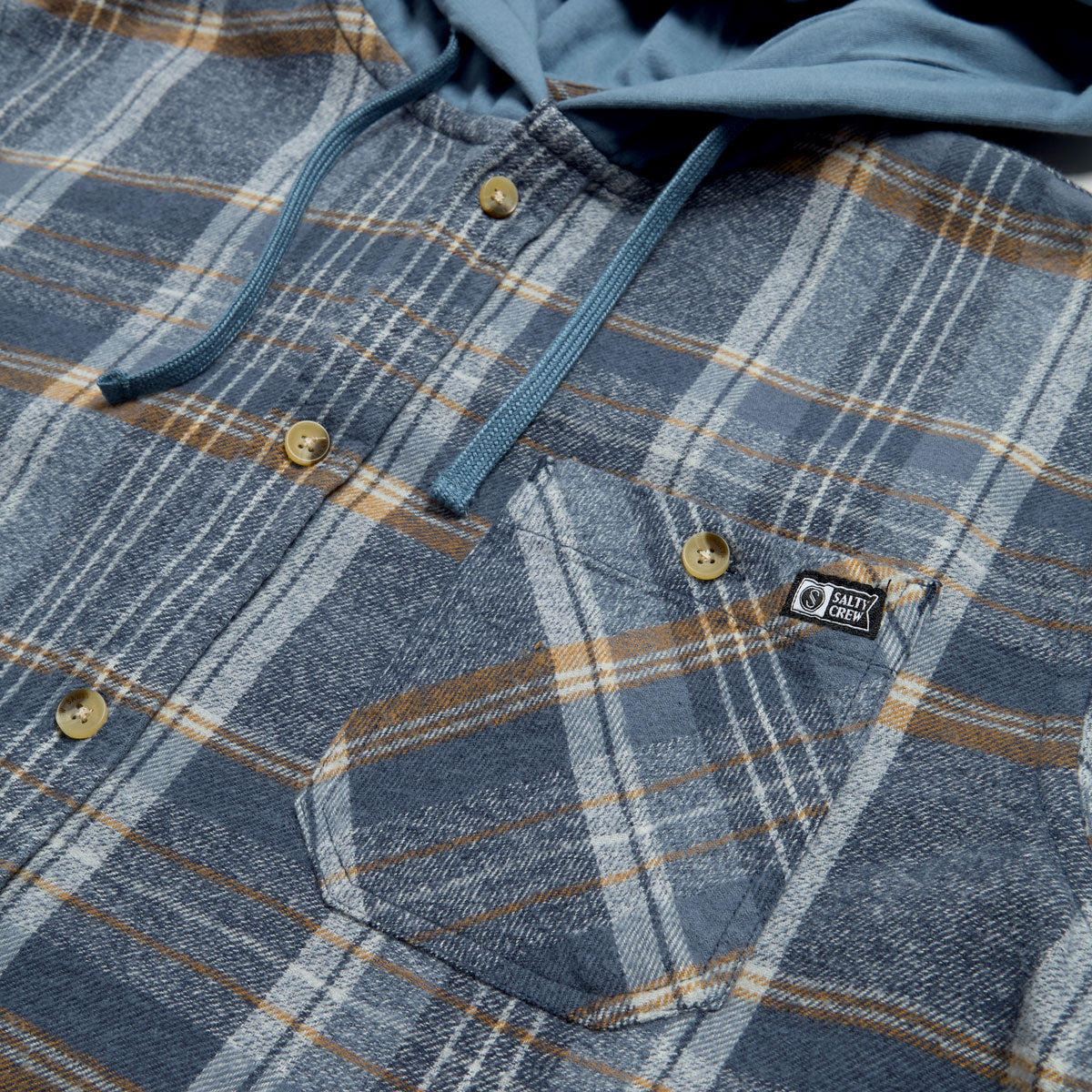 Salty Crew Whitewash Hooded Flannel Shirt - Midnight Navy image 2