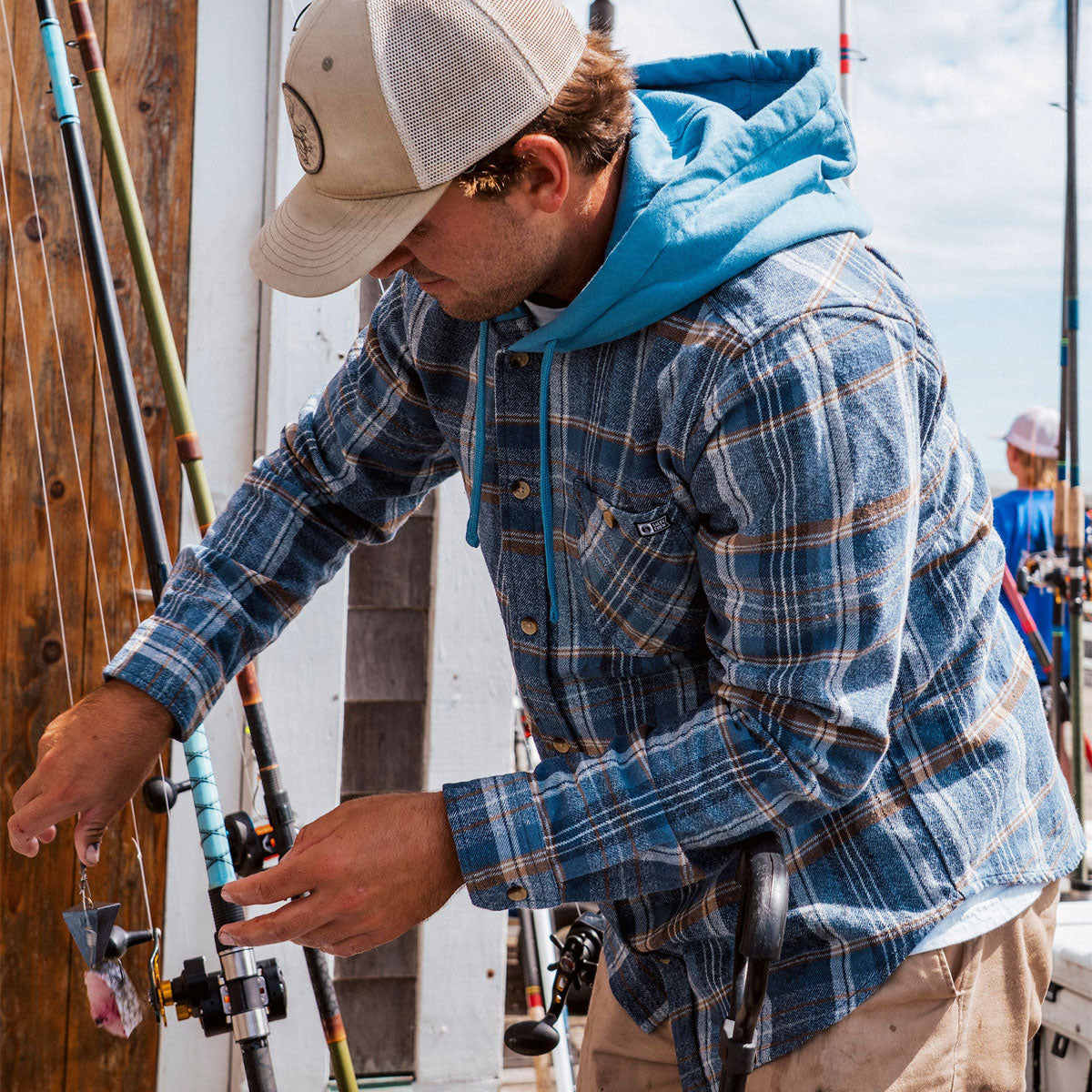 Salty Crew Whitewash Hooded Flannel Shirt - Midnight Navy image 4