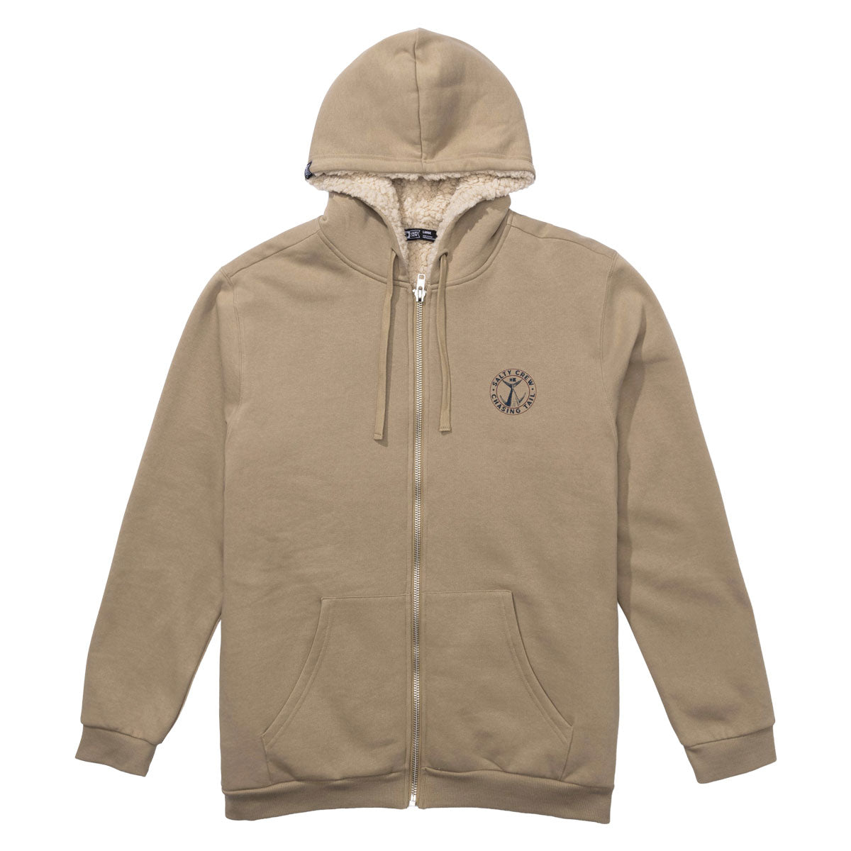 Salty Crew Coastal Sherpa Zip Up Hoodie - Khaki image 1