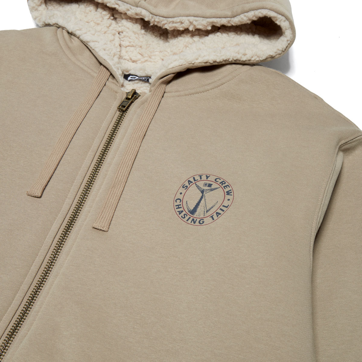 Salty Crew Coastal Sherpa Zip Up Hoodie - Khaki image 3
