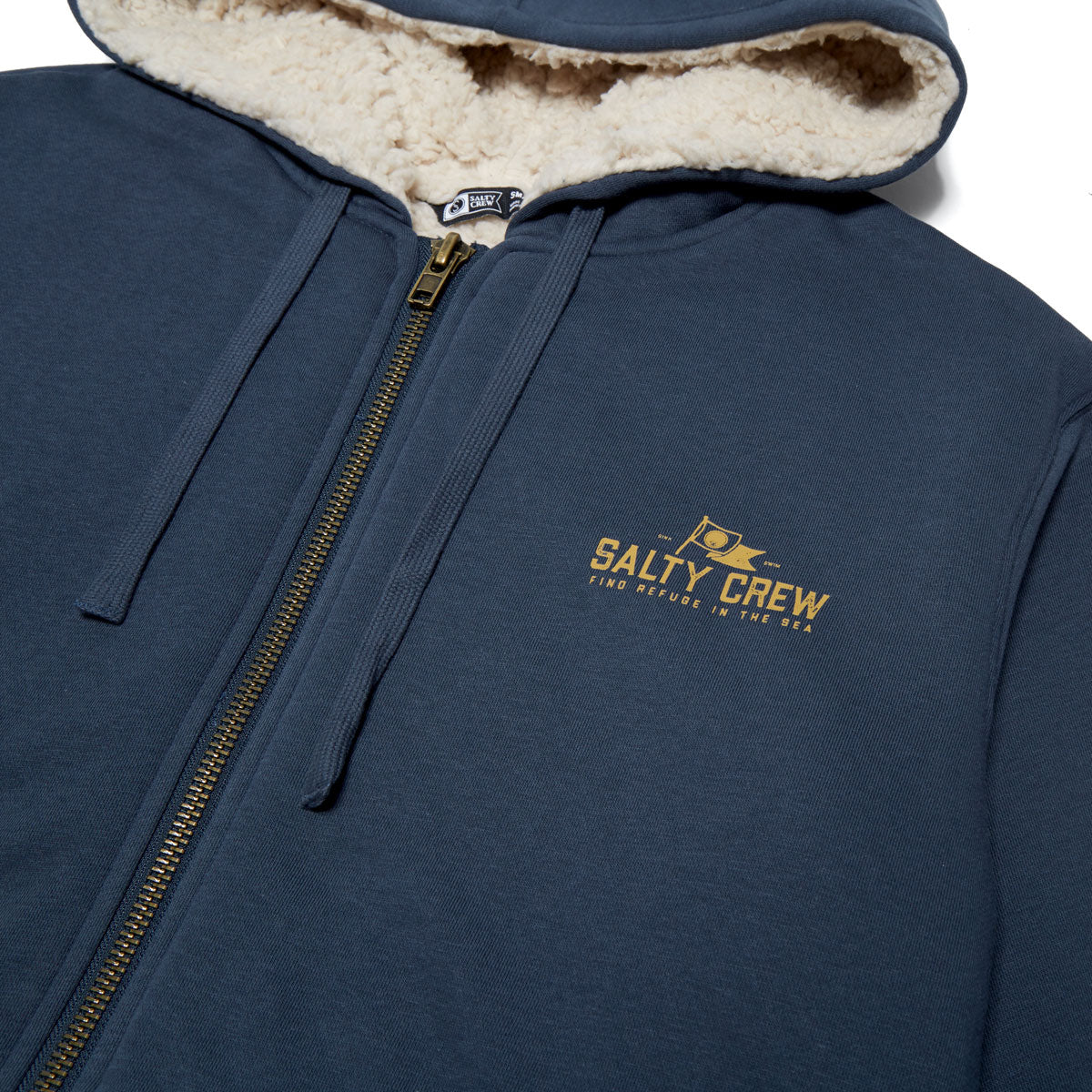 Salty Crew Coastal Sherpa Zip Up Hoodie - Midnight Navy image 3