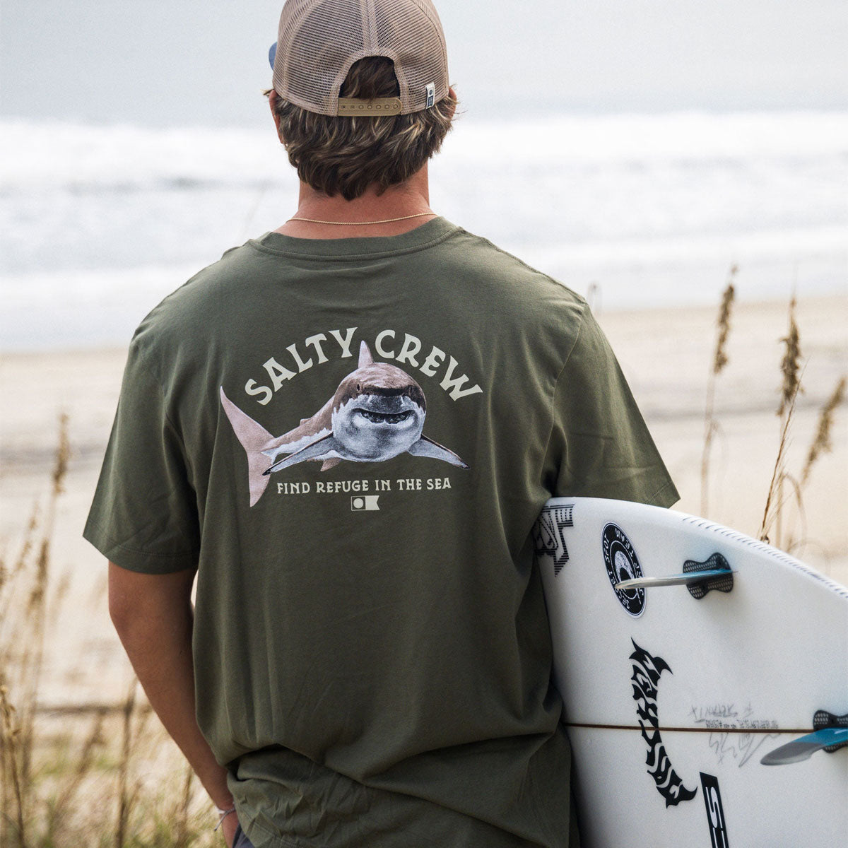 Salty Crew Lurking T-Shirt - Dusty Olive image 3