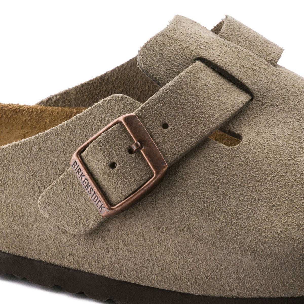 Birkenstock Womens Boston Soft Footbed Sandals - Taupe Suede image 5