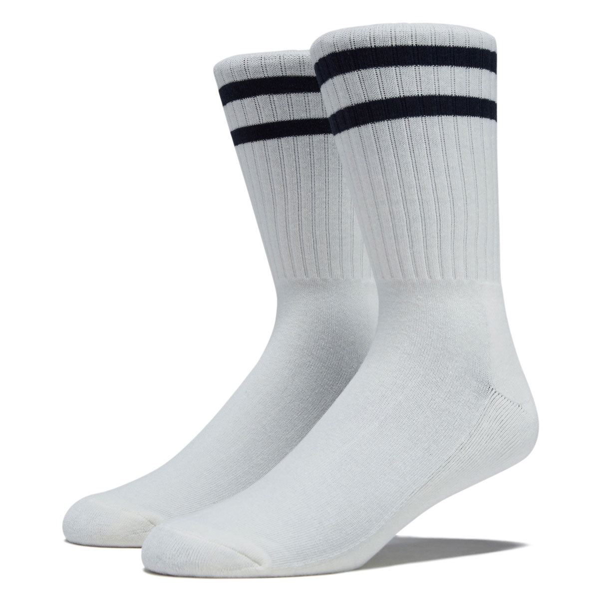 Bonfolk Retro Stripe Crew Socks - Cloud White/Navy image 1