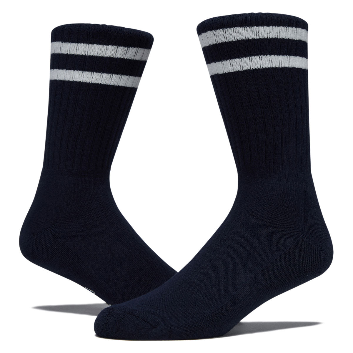 Bonfolk Retro Stripe Crew Socks - Navy/Cloud White image 2