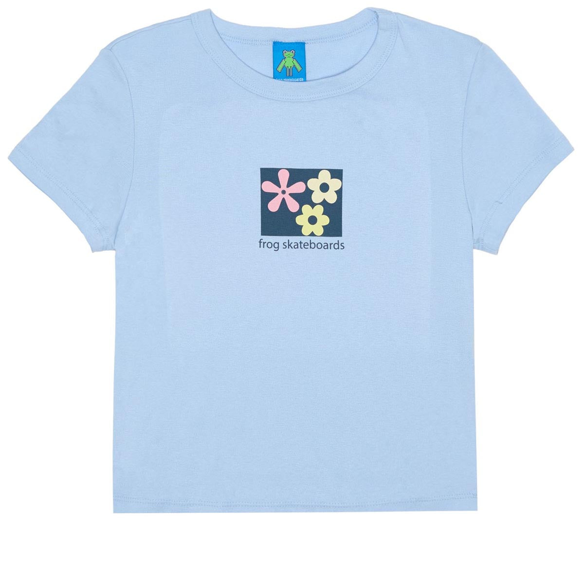 Frog Flower Baby Cropped T-Shirt - Baby Blue image 1