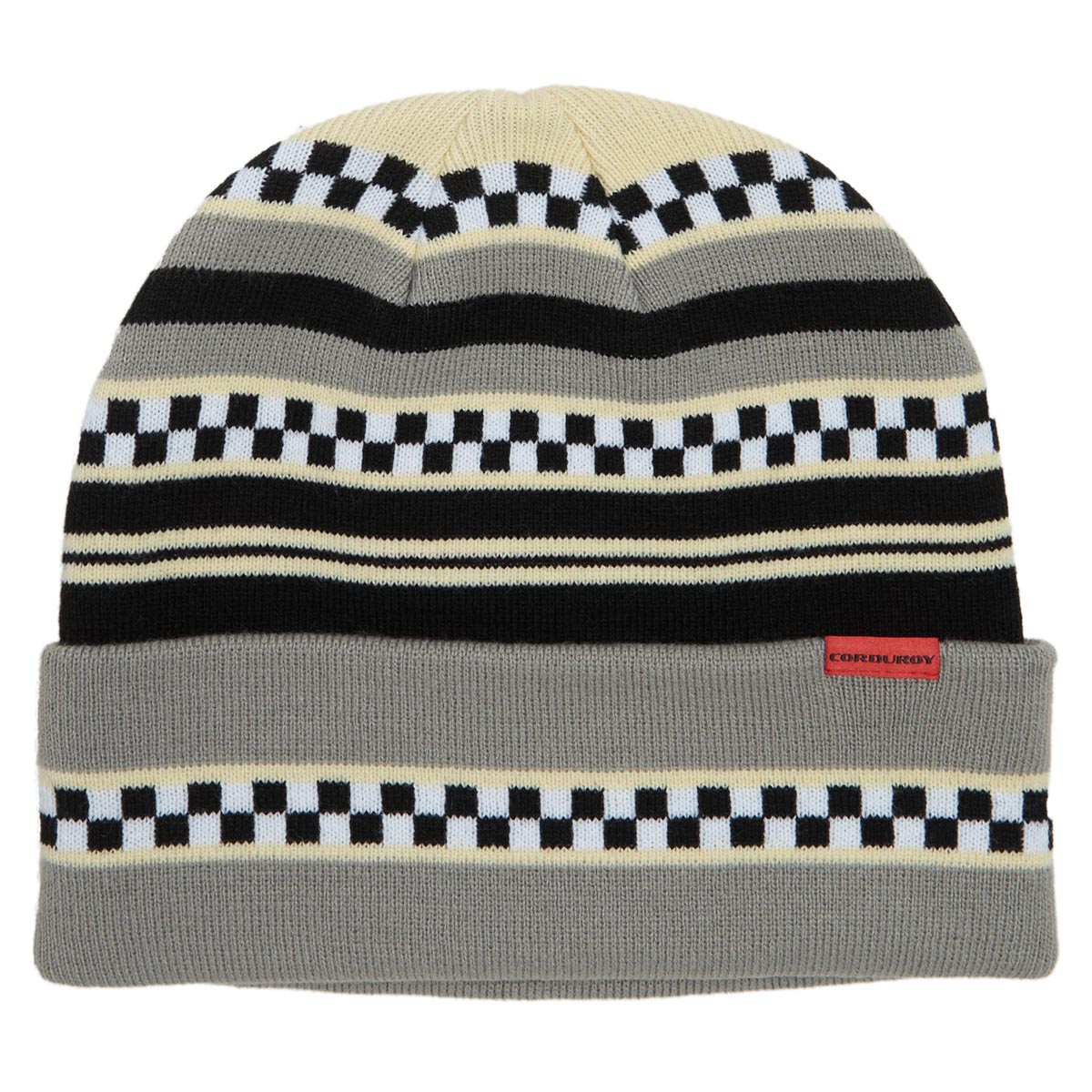 Corduroy Checkstripe Beanie - Stone Grey image 1