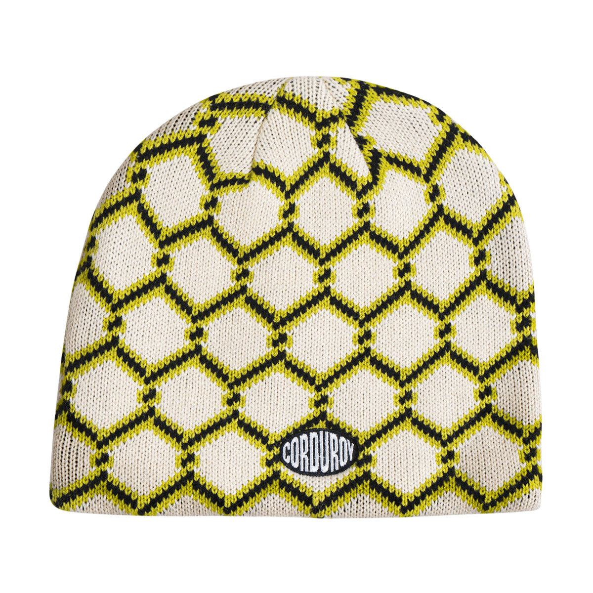 Corduroy Keep Out Skully Beanie - Eggshell image 1