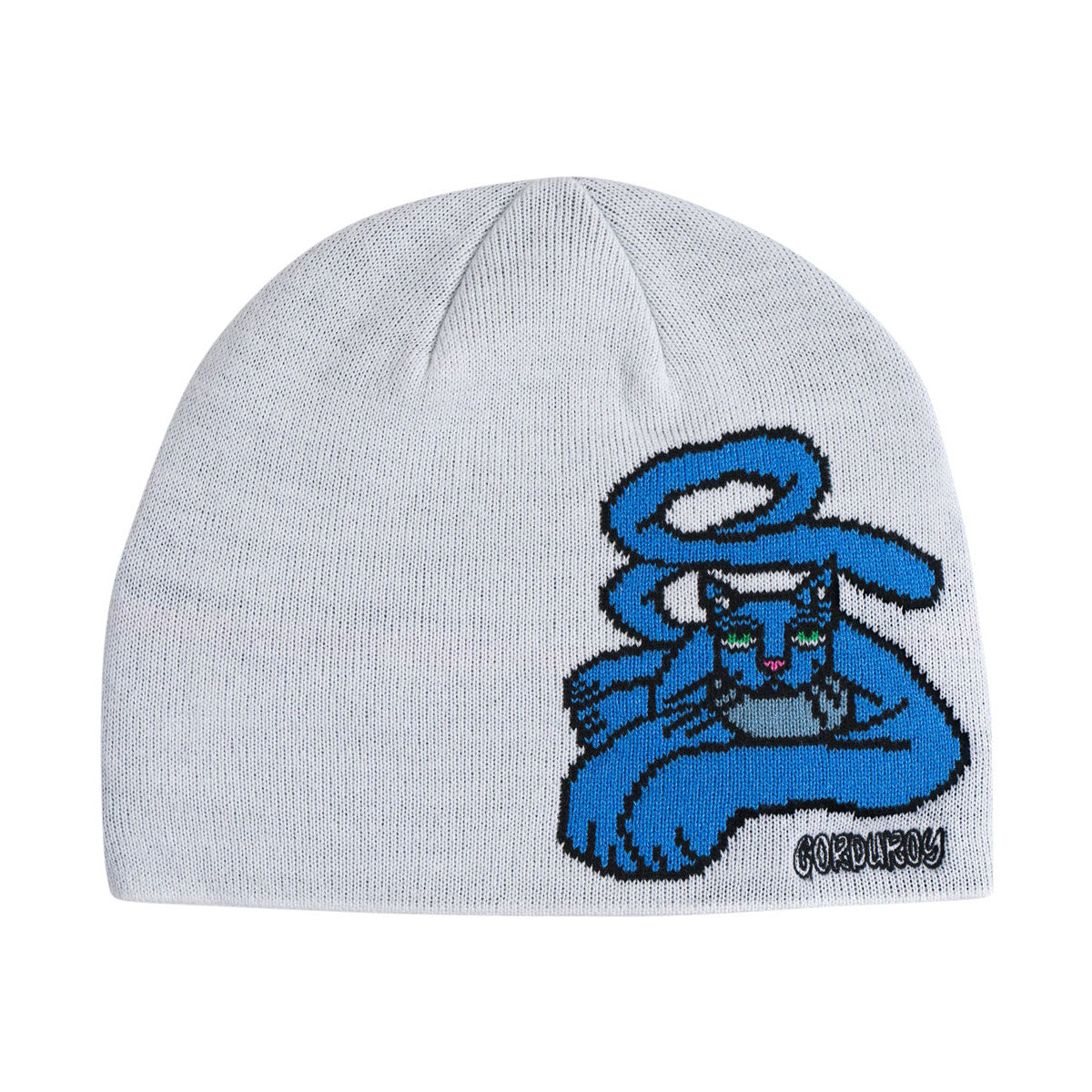Corduroy Blue Cat By Jamie Lynn Beanie - White image 1