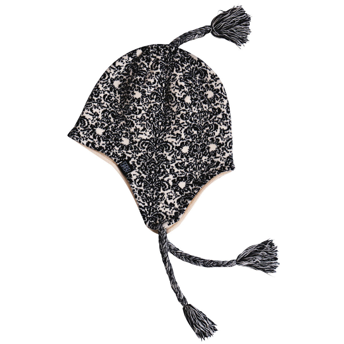Corduroy Doily Ear Flap Beanie - Natural image 1