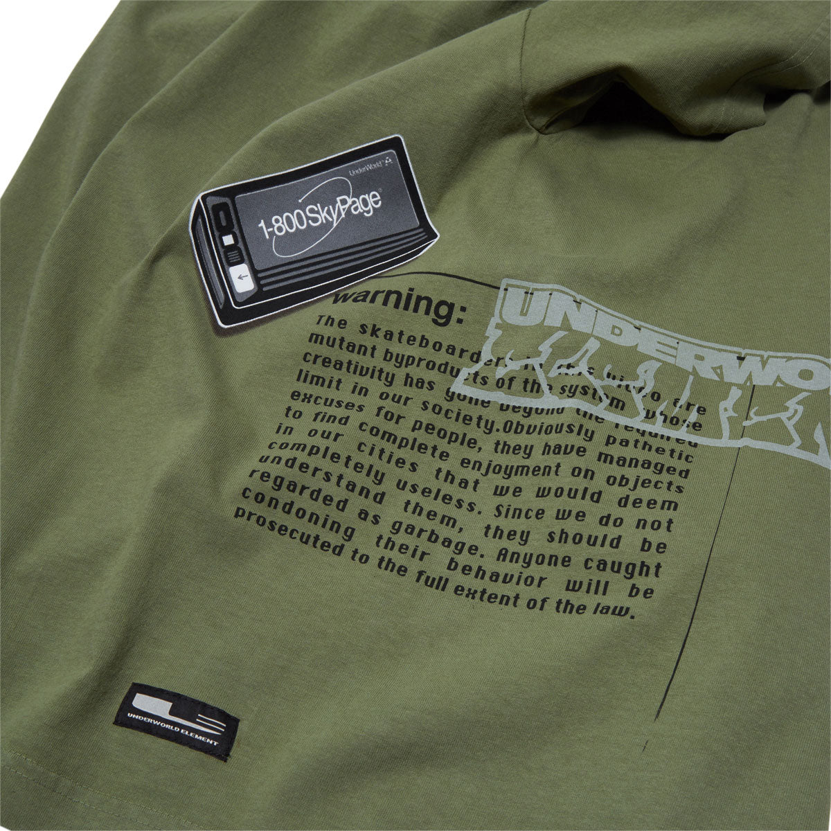 Underworld Element Skypager T-Shirt - Light Olive image 3