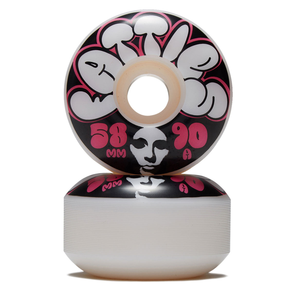 Opera Fatties 90a Skateboard Wheels - White/Pink - 58mm image 2
