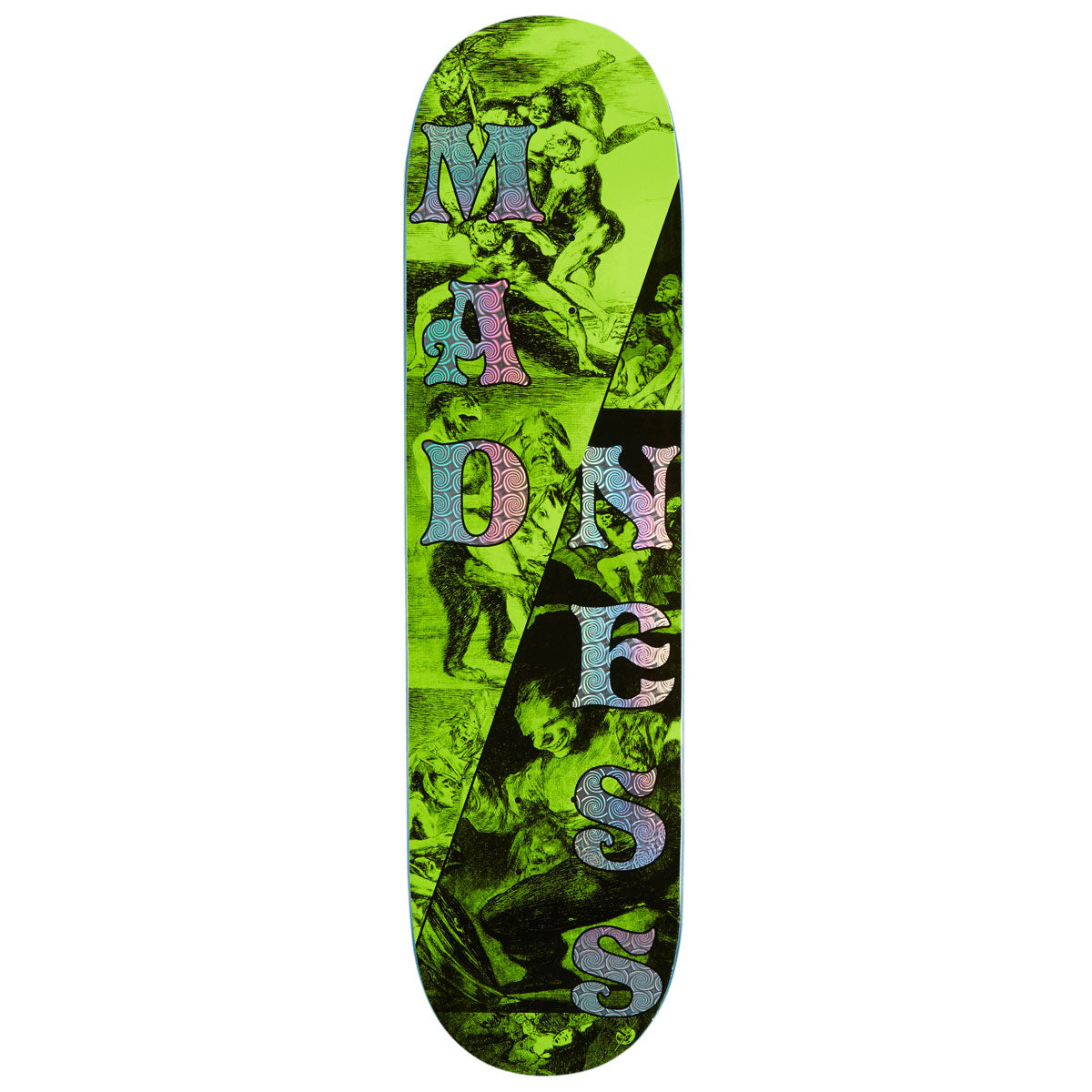 Madness Split R7 Skateboard Deck - Safety Yellow/Holographic - 8.25
