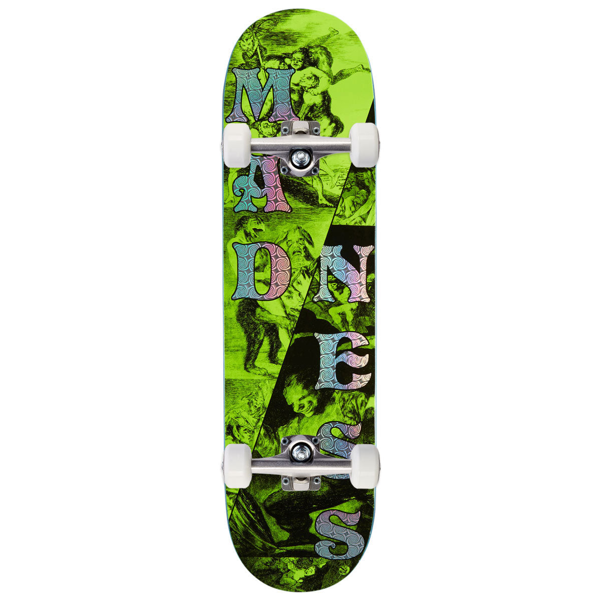 Madness Split R7 Skateboard Complete - Safety Yellow/Holographic - 8.25