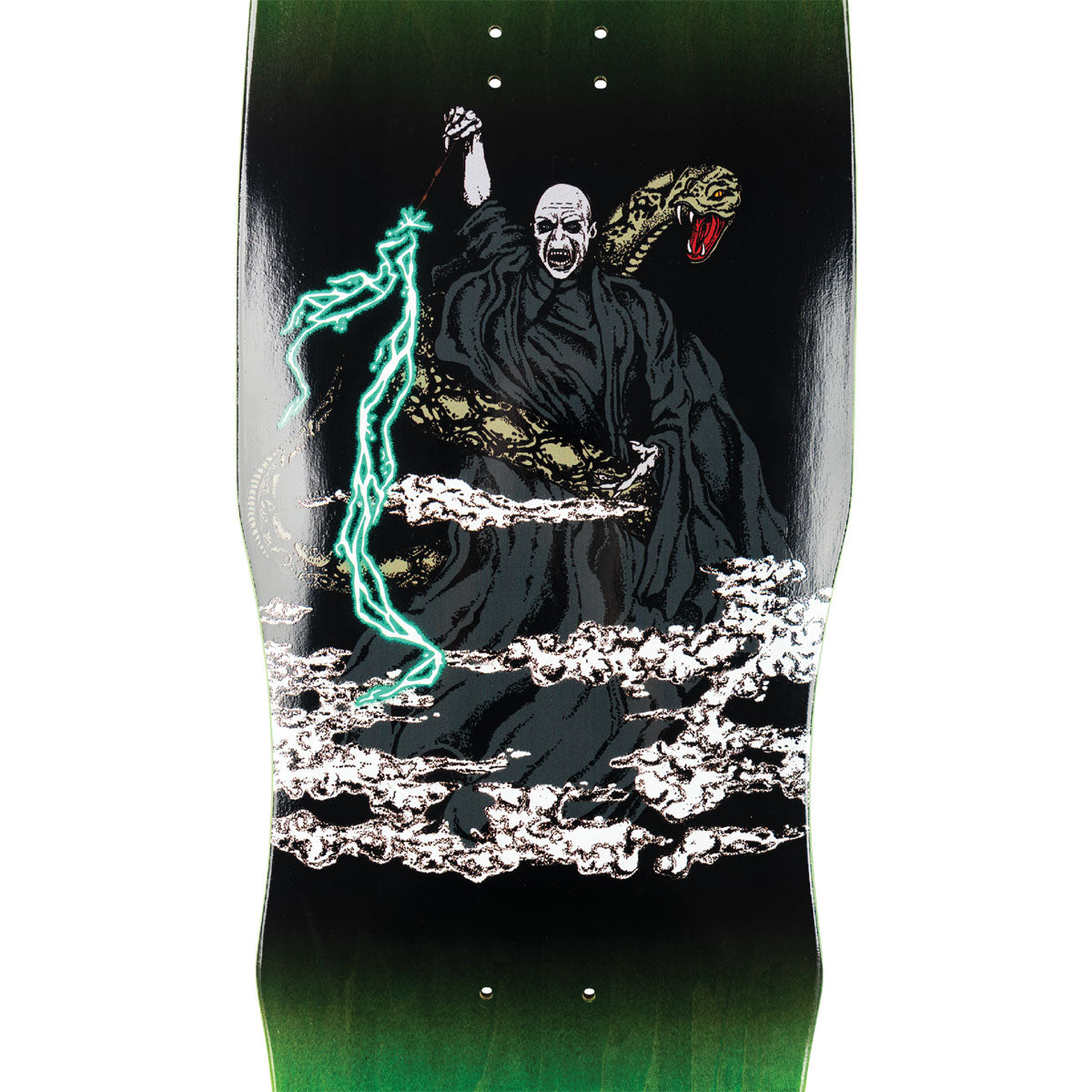 Welcome x Harry Potter Voldemort On A Dark Lord Skateboard Deck - Dark Green Stain - 9.75