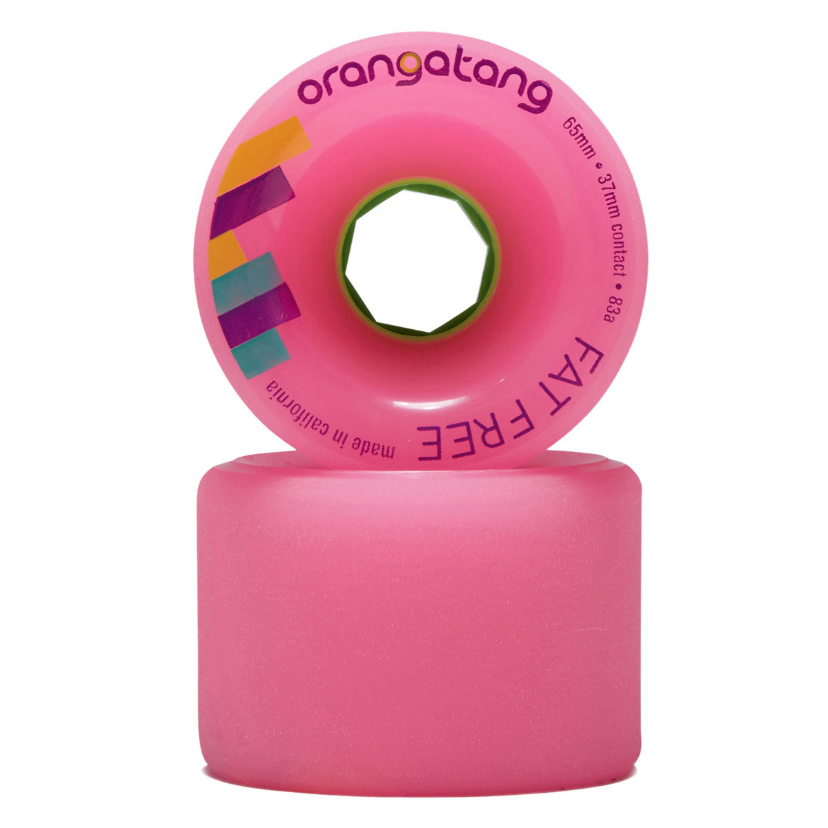 Orangatang Fat Free 83a Longboard Wheels - Pink - 65mm image 2