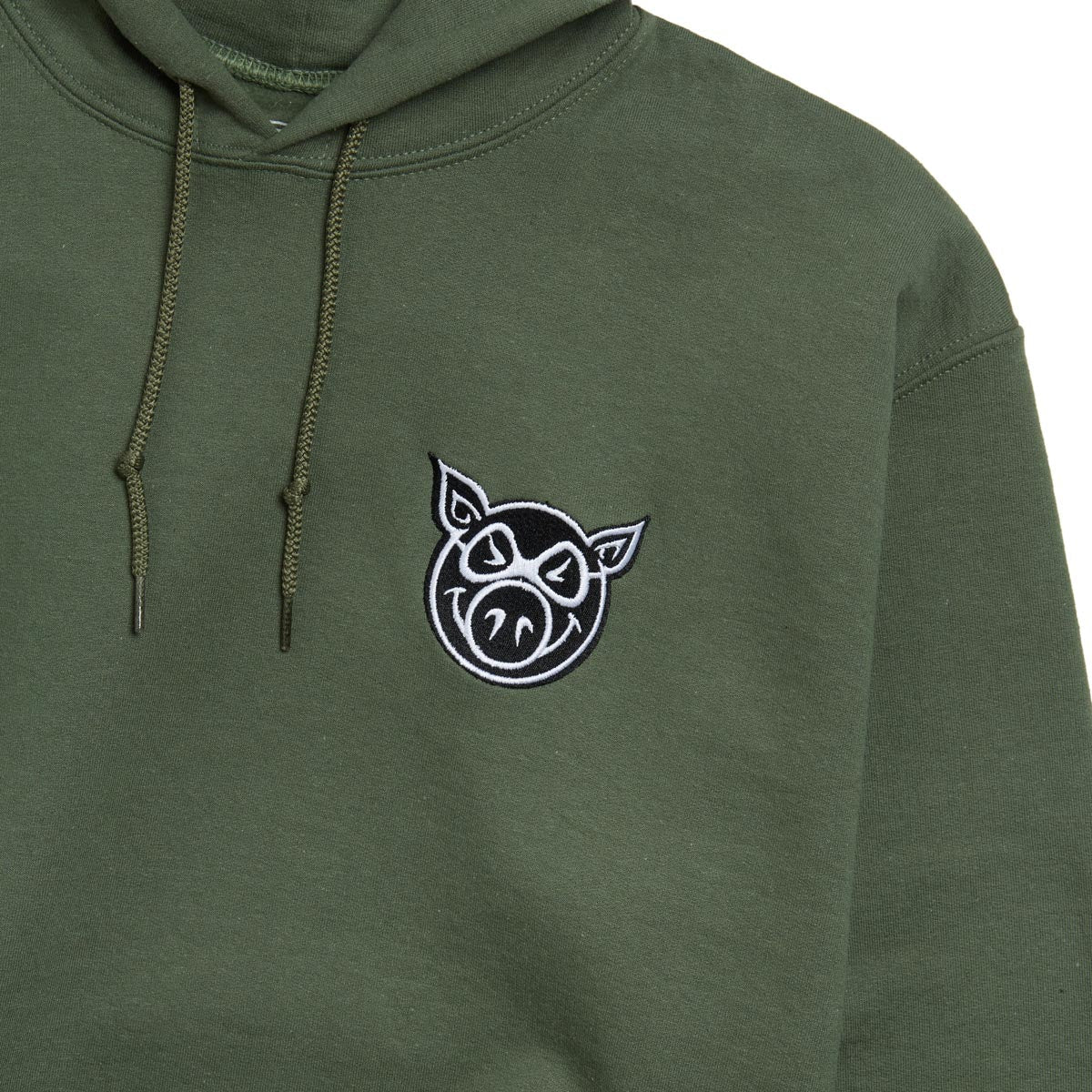 Pig Head Embroidered Hoodie - Army image 2