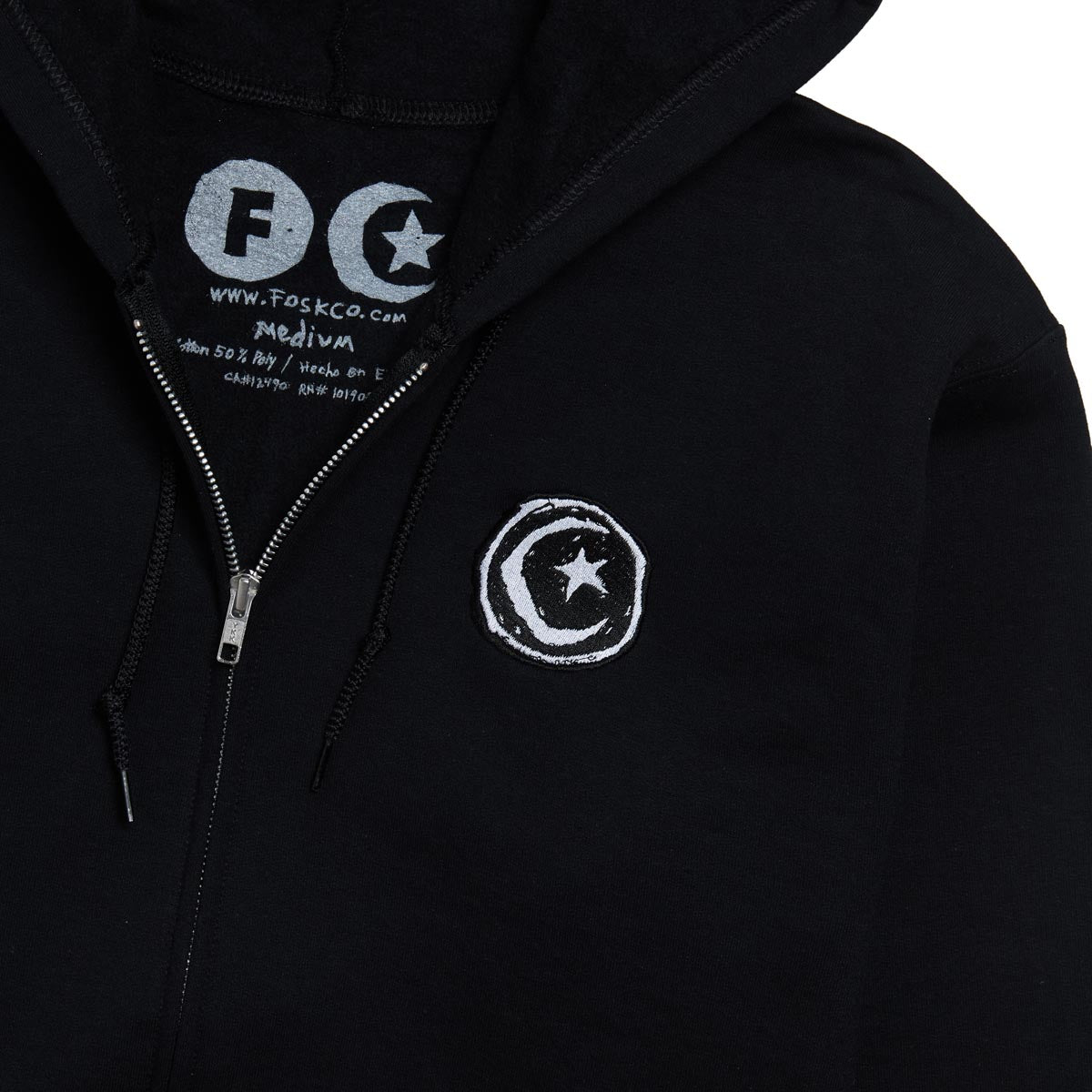 Foundation Star And Moon Embroidered Zip Hoodie - Black image 2