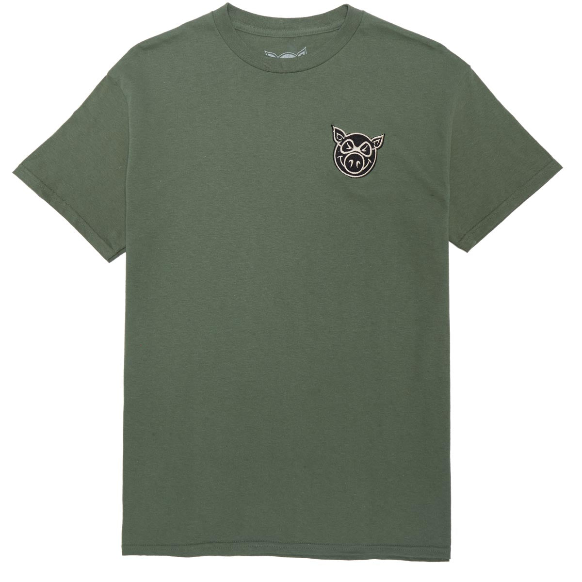 Pig Head Embroidery T-Shirt - Army image 1