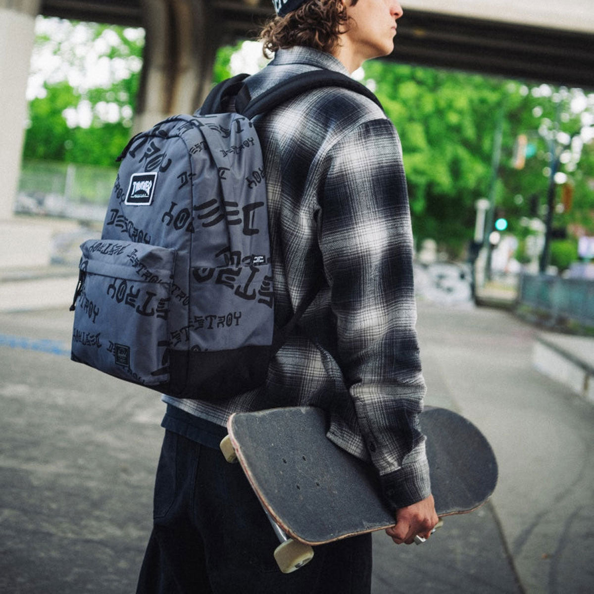 Herschel Supply x Thrasher Classic XL Nylon Backpack - Asphalt/Black Destroy image 5