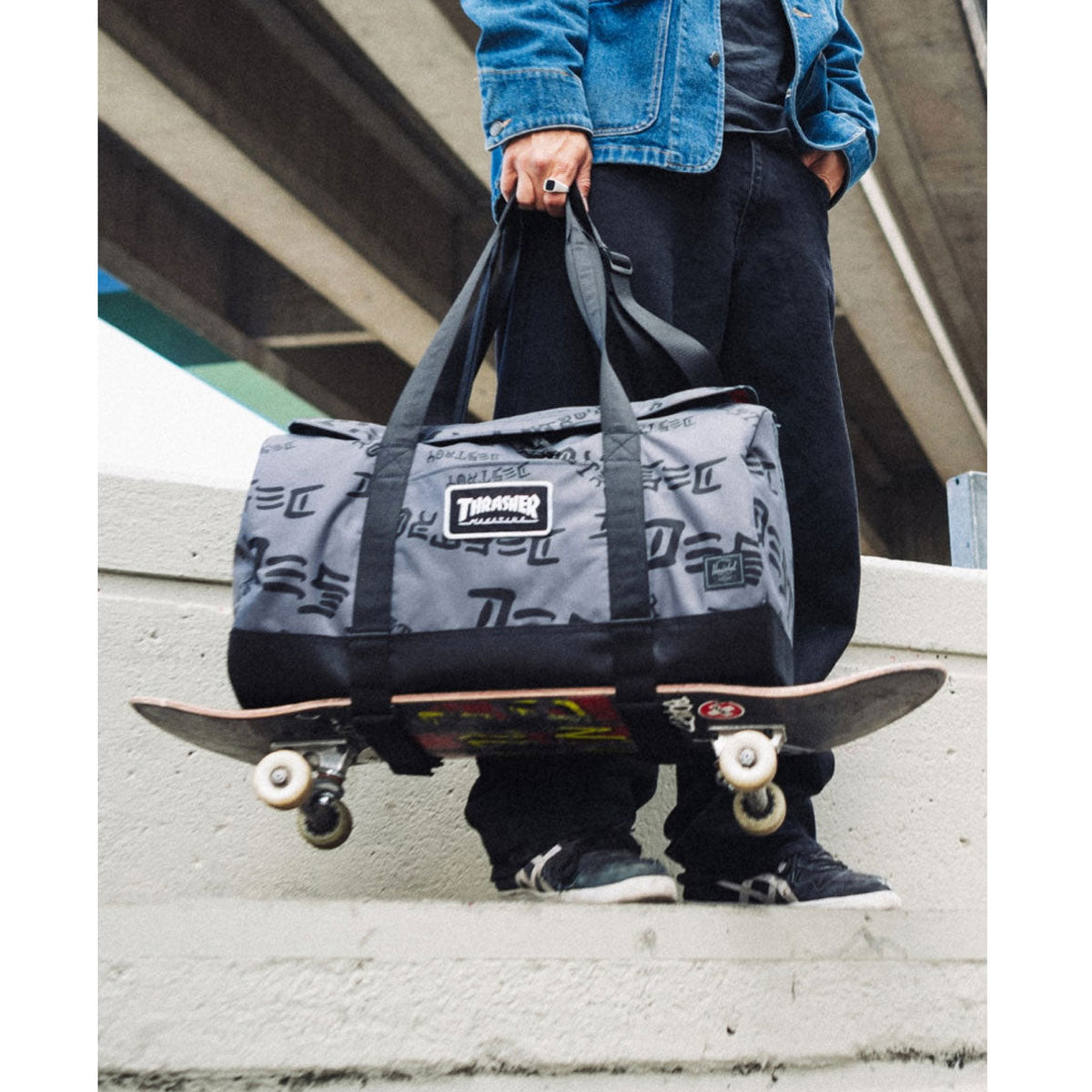 Herschel Supply x Thrasher Heritage Skate Duffle Bag - Asphalt/Black Destroy image 3