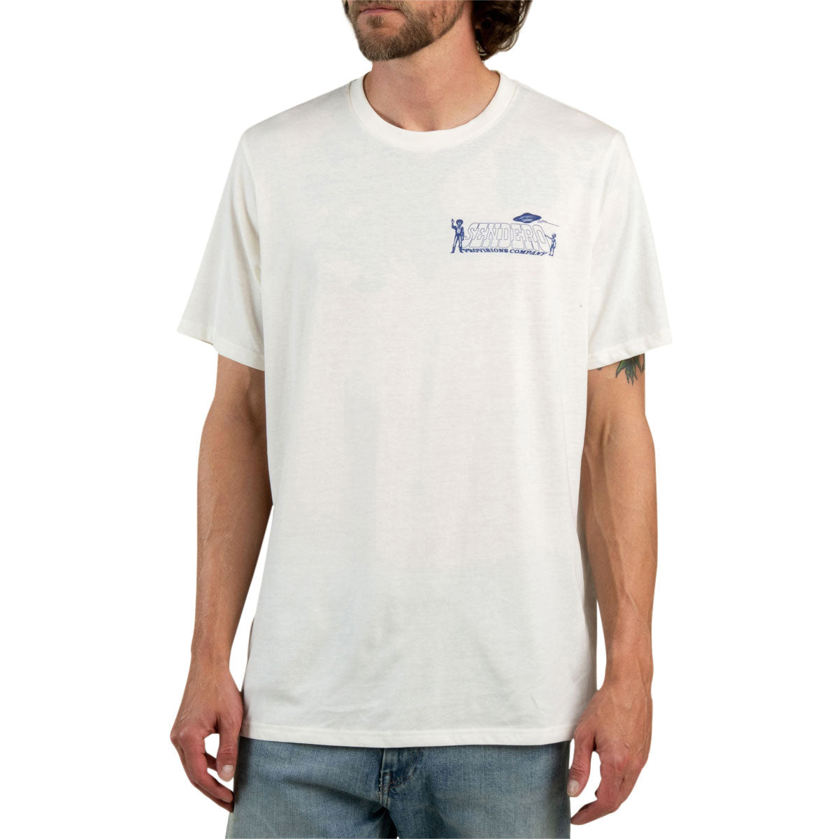 Sendero Cowboy Lift Off T-Shirt - Vintage White/Navy image 2