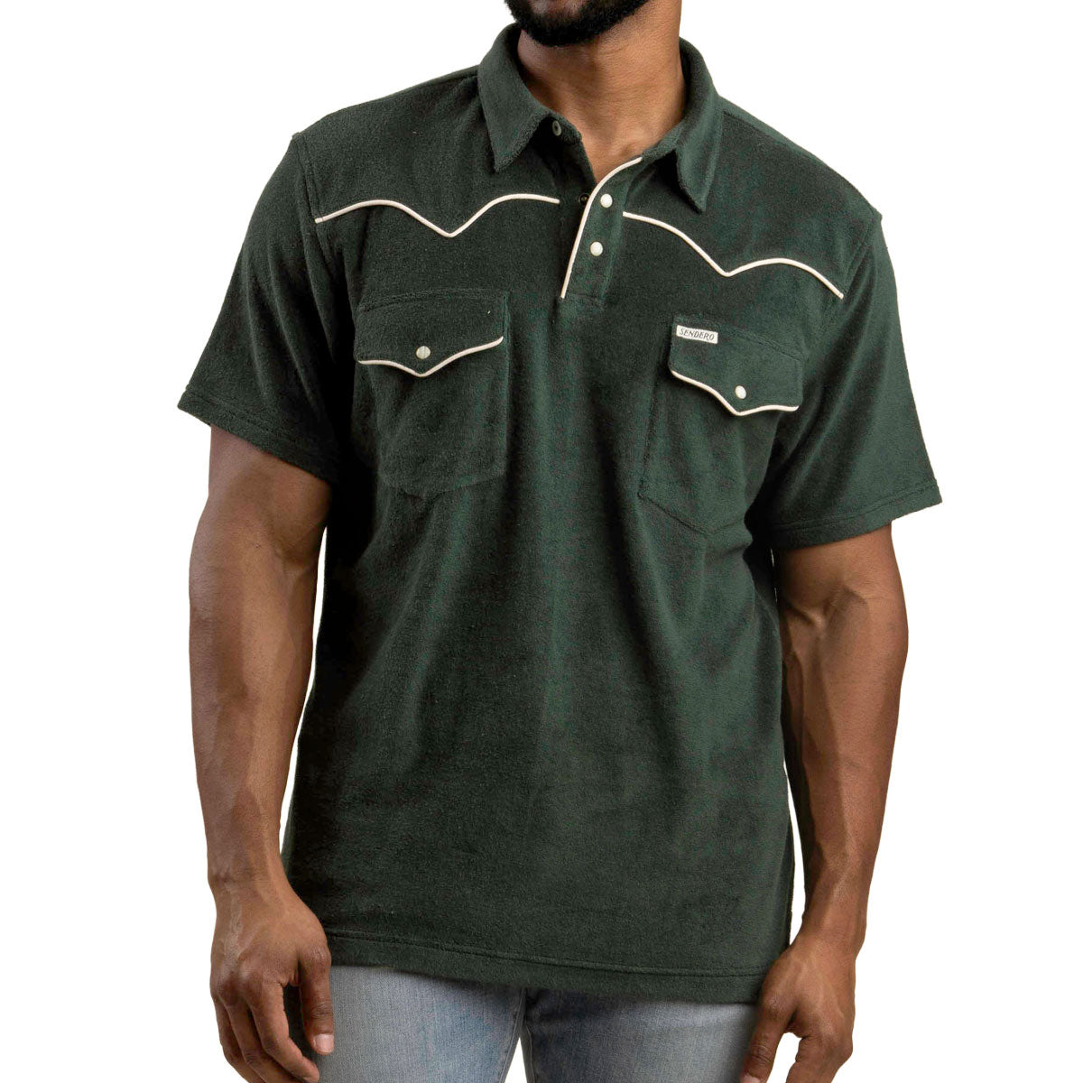 Sendero Cantina Terry Polo Shirt - Spruce Green image 2