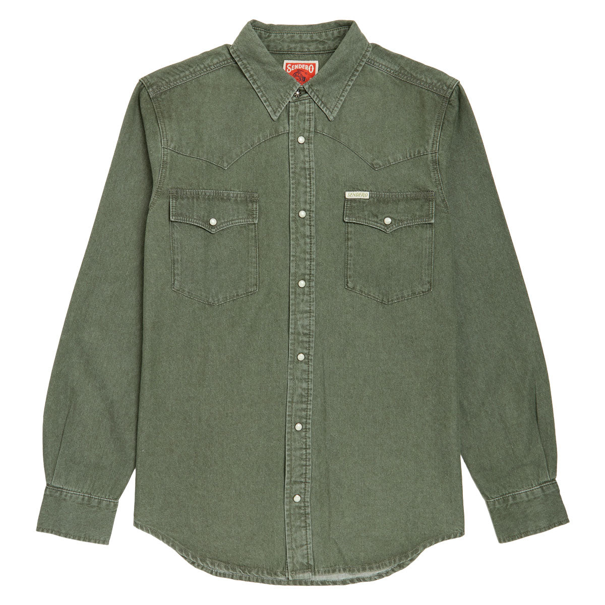 Sendero The Wyatt Pearl Snap Long Sleeve Shirt - Faded Olive image 1