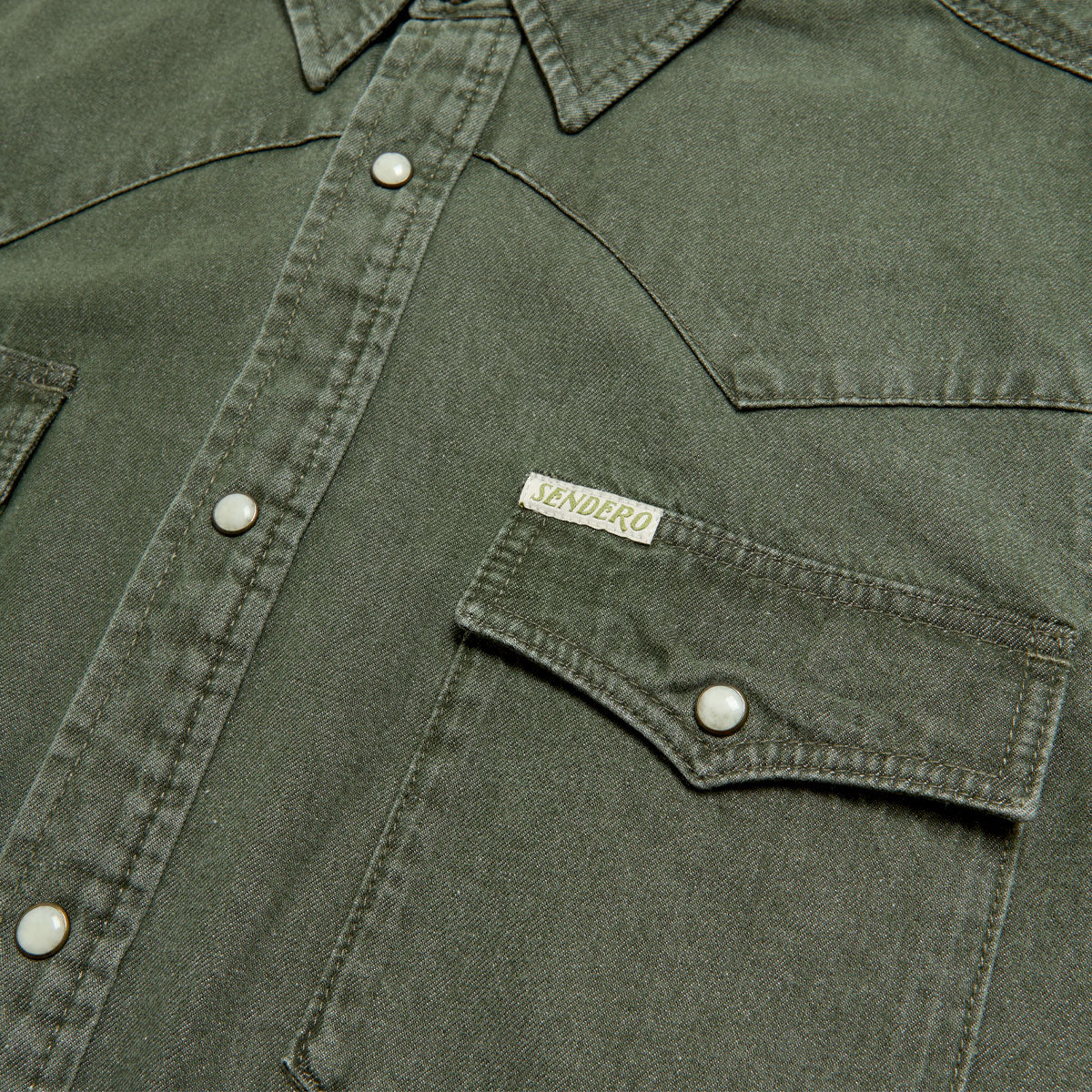 Sendero The Wyatt Pearl Snap Long Sleeve Shirt - Faded Olive image 3