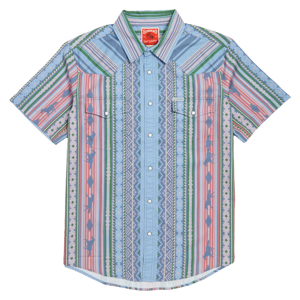 Sendero The Wyatt Pearl Snap Serape Shirt - Western Stripe Sky Blue image 1