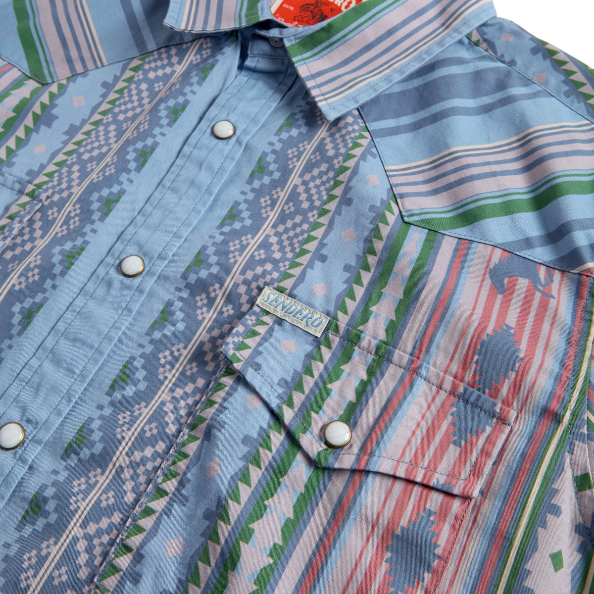 Sendero The Wyatt Pearl Snap Serape Shirt - Western Stripe Sky Blue image 3