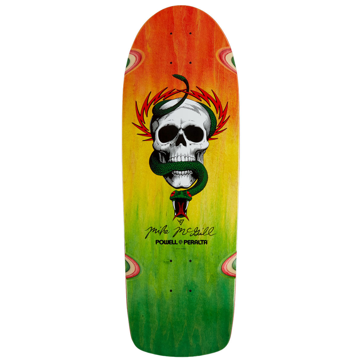 Powell-Peralta Mike McGill OG Skull And Snake 17 Skateboard Deck - Rasta Fade - 10.00