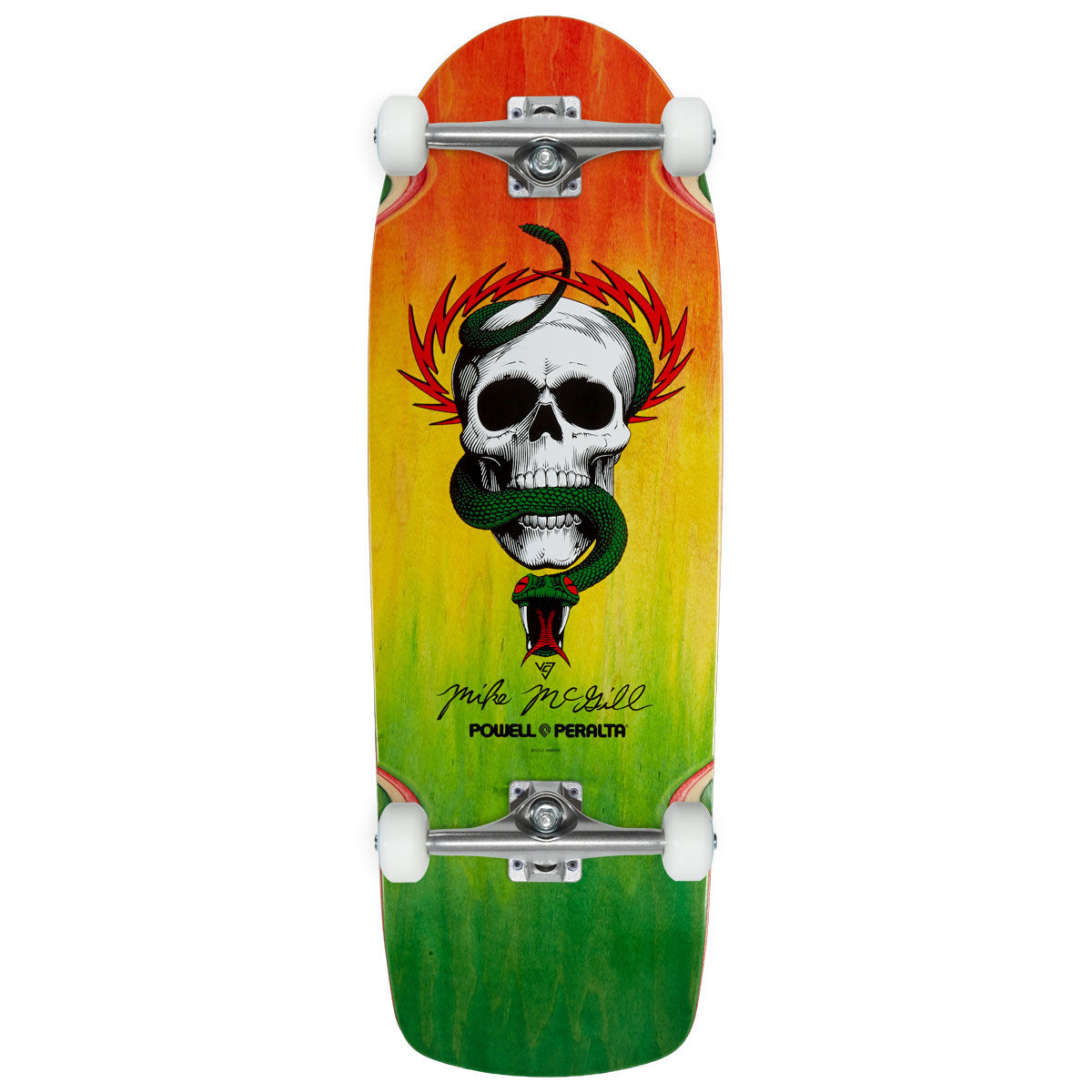 Mike McGill OG Skull And Snake 17 Skateboard Complete - Rasta Fade - 10.00