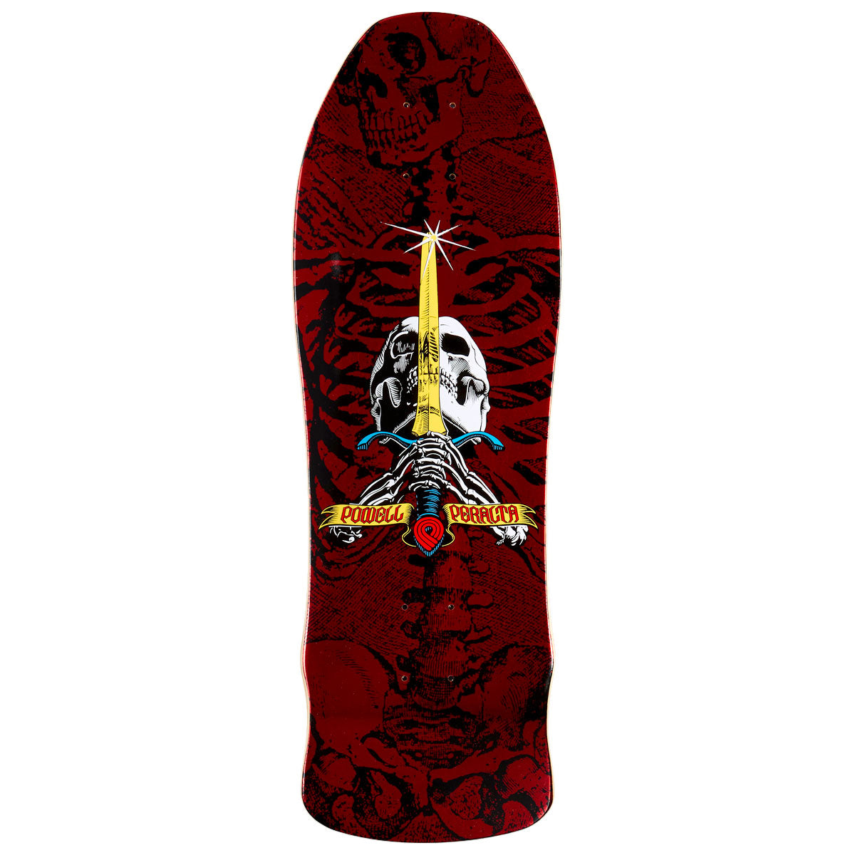 Powell-Peralta Ray Rodriguez GeeGah Skull & Sword 9 Skateboard Deck - Red Foil - 9.75