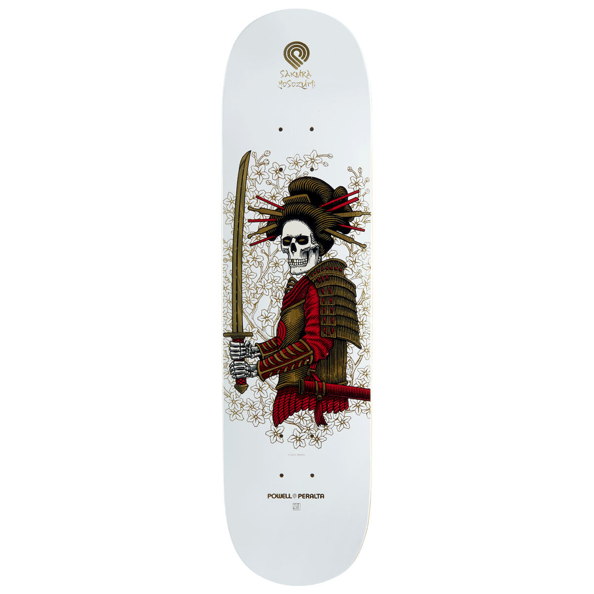 Powell-Peralta Sakura Yosozumi Onna-Bugeisha Skateboard Deck - White/Gold Foil - 8.00