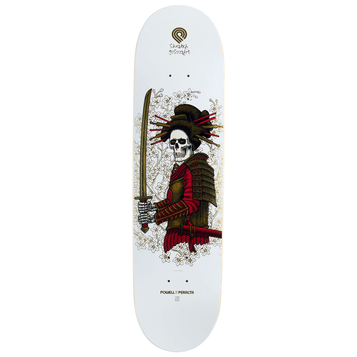 Powell-Peralta Sakura Yosozumi Onna-Bugeisha Skateboard Deck - White/Gold Foil - 8.25