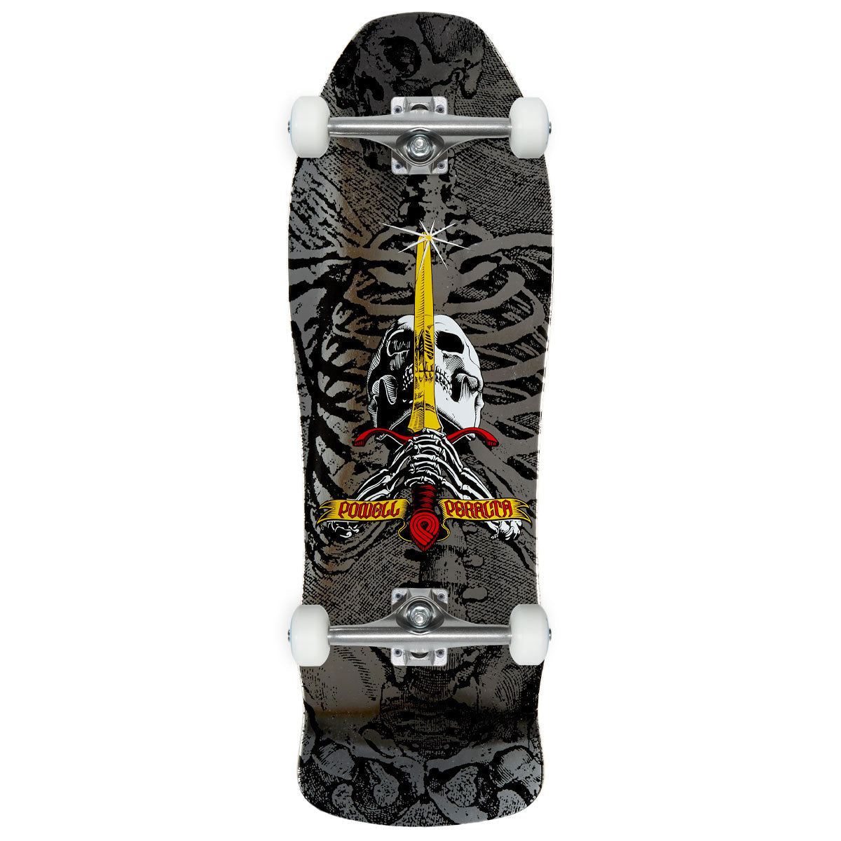 Powell-Peralta GeeGah Skull & Sword 10 Skateboard Complete - Silver Foil - 9.75