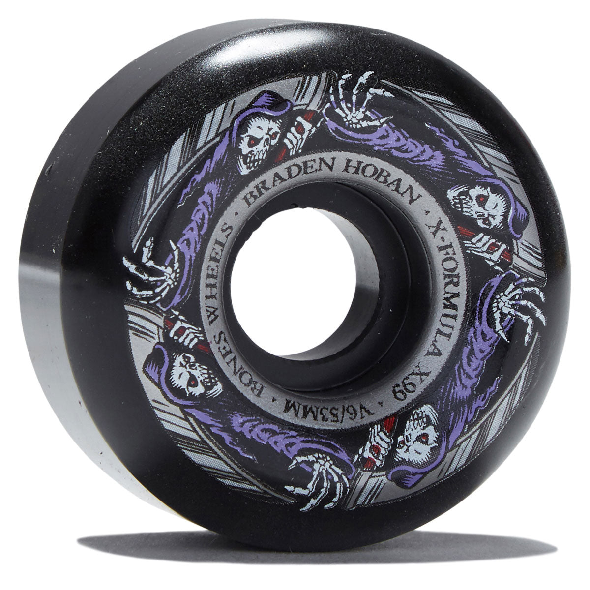 Bones X-Formula Braden Hoban Reaper 99a V6 Wide-Cut Skateboard Wheels - Black - 53mm image 1