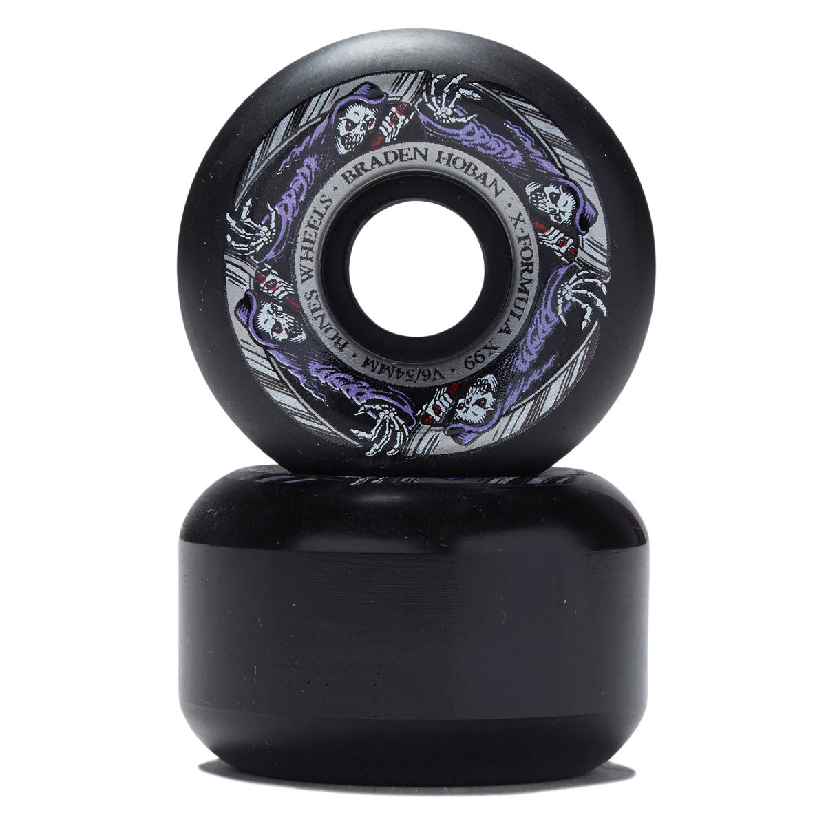 Bones X-Formula Braden Hoban Reaper 99a V6 Wide-Cut Skateboard Wheels - Black - 54mm image 2