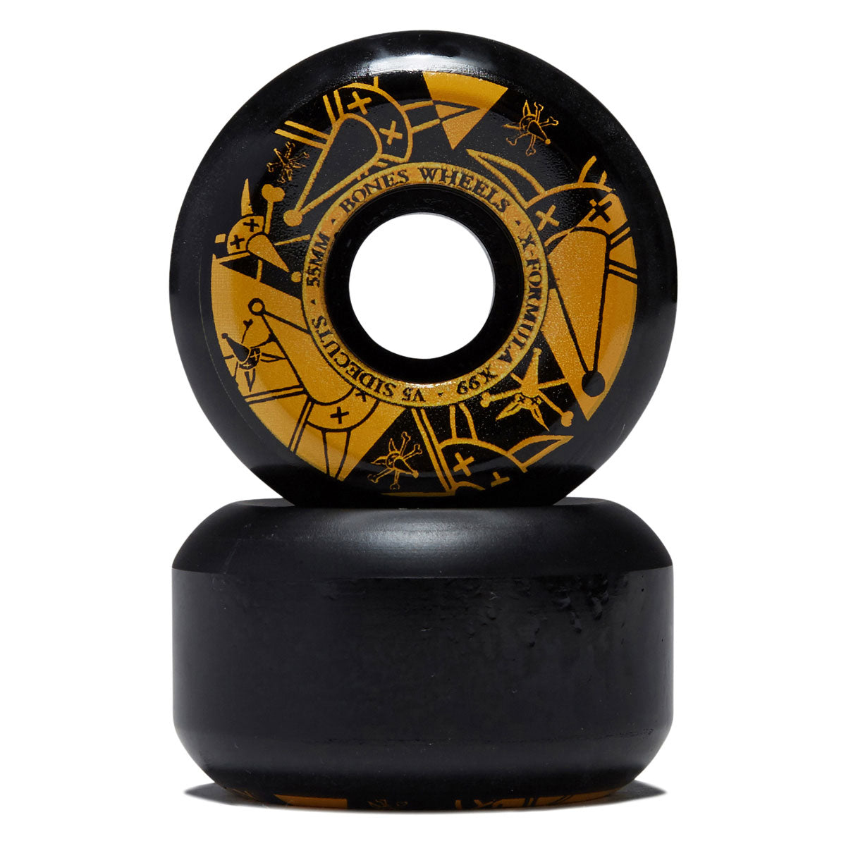 Bones X-Formula Vato Noir 99a V5 Sidecut Skateboard Wheels - Black - 55mm image 2
