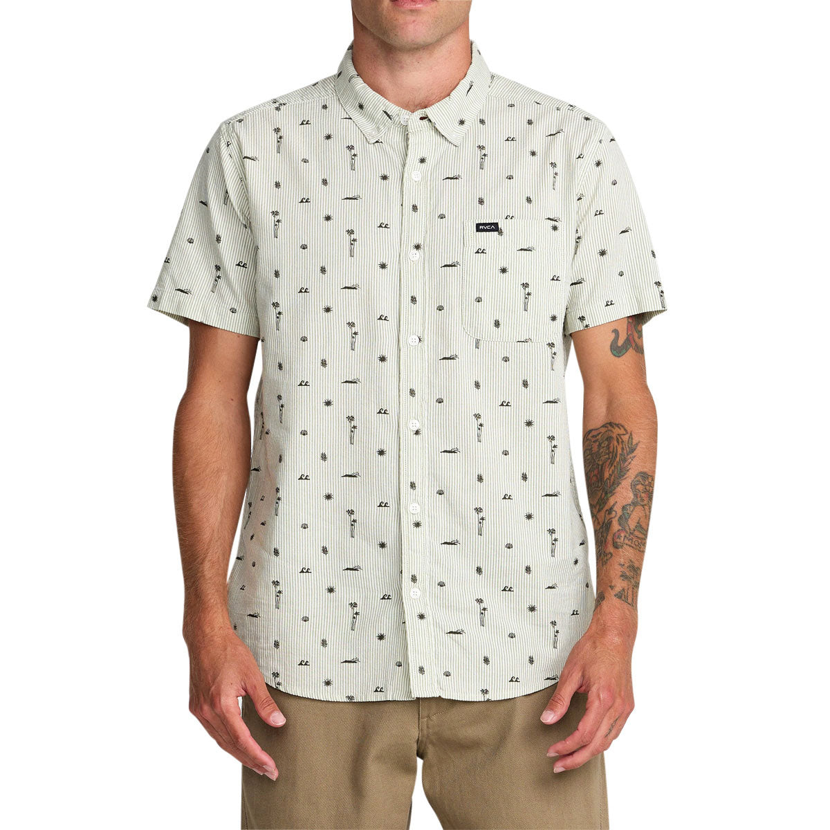 RVCA Thatll Do Seersucker Shirt - Ranger Green image 1